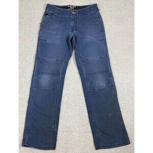 Ariat Rebar M4 Low Rise Boot Pants Men's 33x34 Blue Canvas Stretch Double Knee